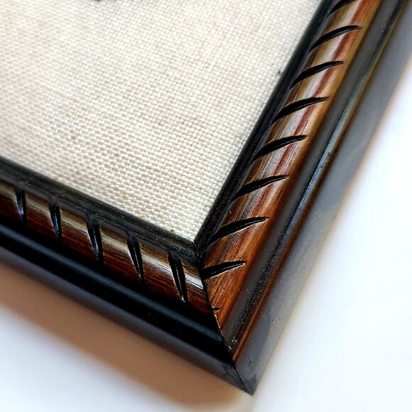 Vintage Framed Teddy Bear Cross Stitch – Handmade Needlepoint Art, Brown & Tan - Picture 7 of 9